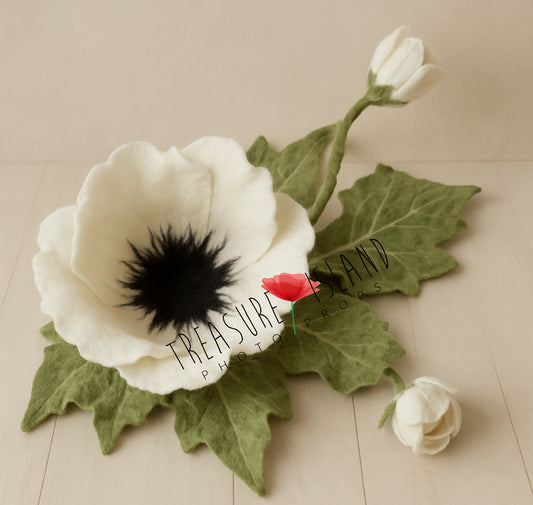 Felted Anemone Flower Prop – Newborn Photography Set - UNIQUE PROPS