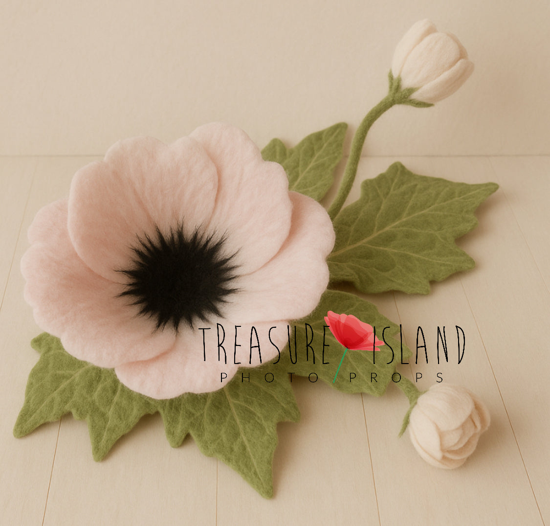 Felted Anemone Flower Prop – Newborn Photography Set - UNIQUE PROPS