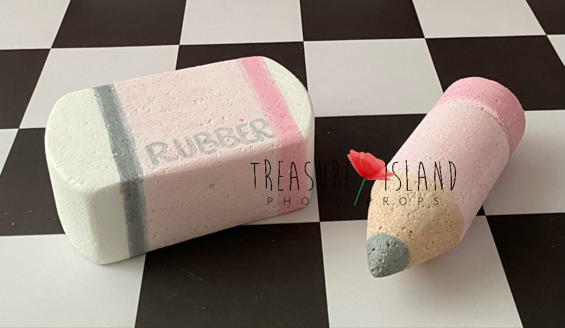GIANT PENCIL & RUBBER - School Props - colours and sizes to choose