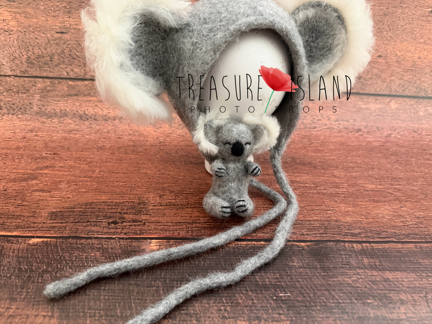 Felted Koala Set - Hat & Toy for Newborn & Sitter | Customizable Baby Photo Props