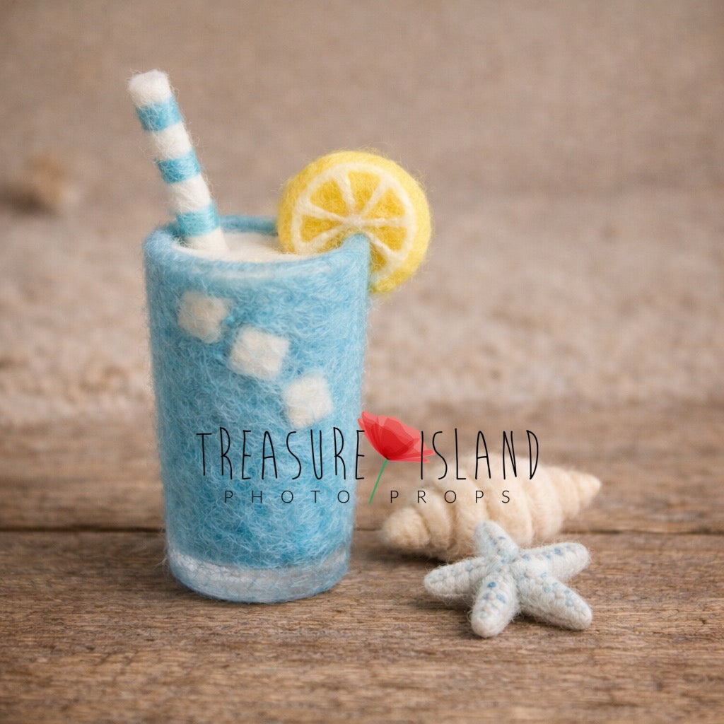 Little Blue Ocean Drink – Hand-Felted Newborn Photography Prop Set