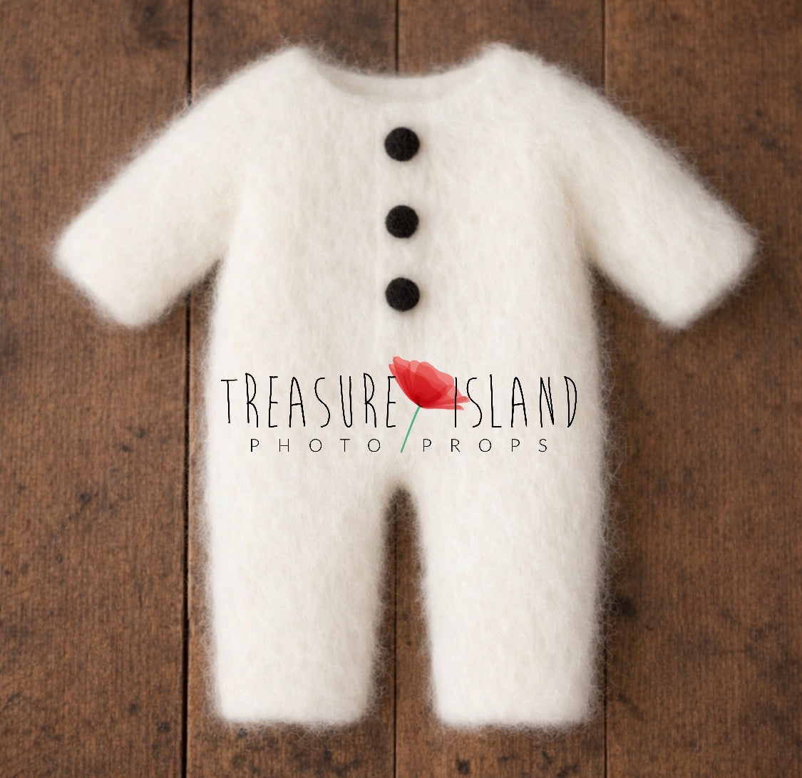 Felted Seal Romper with Buttons – NB & Sitter Sizes - Ice Land Collection