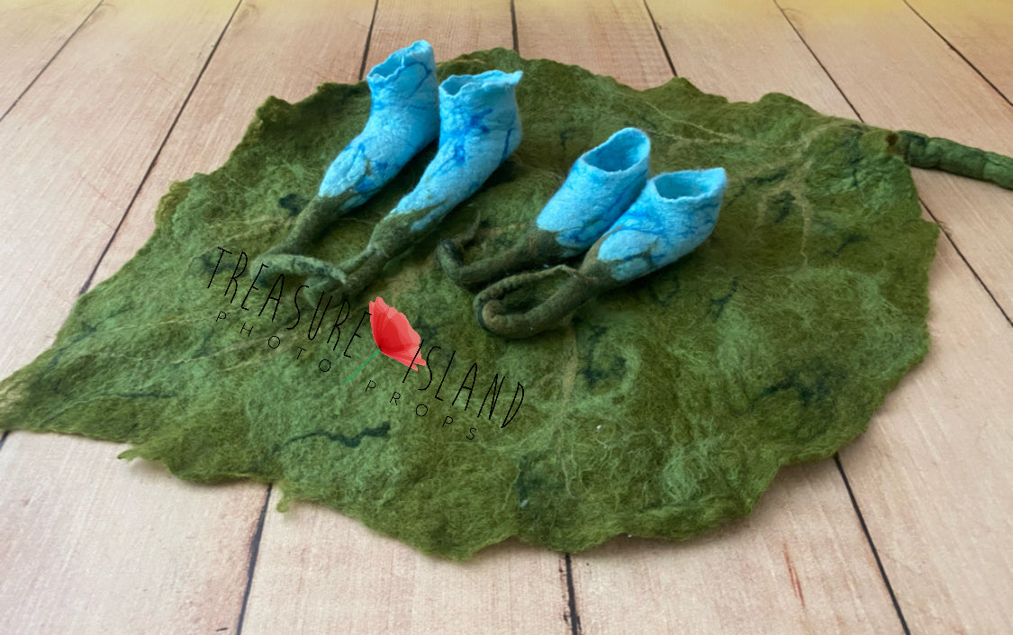 FELTED FLOWER HAT long stalk with leaf