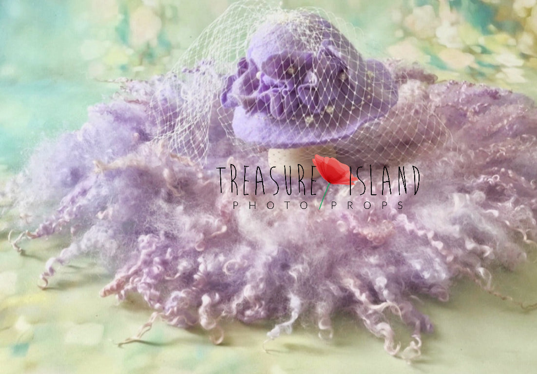 Lavender SET curly blanket and luxury hat