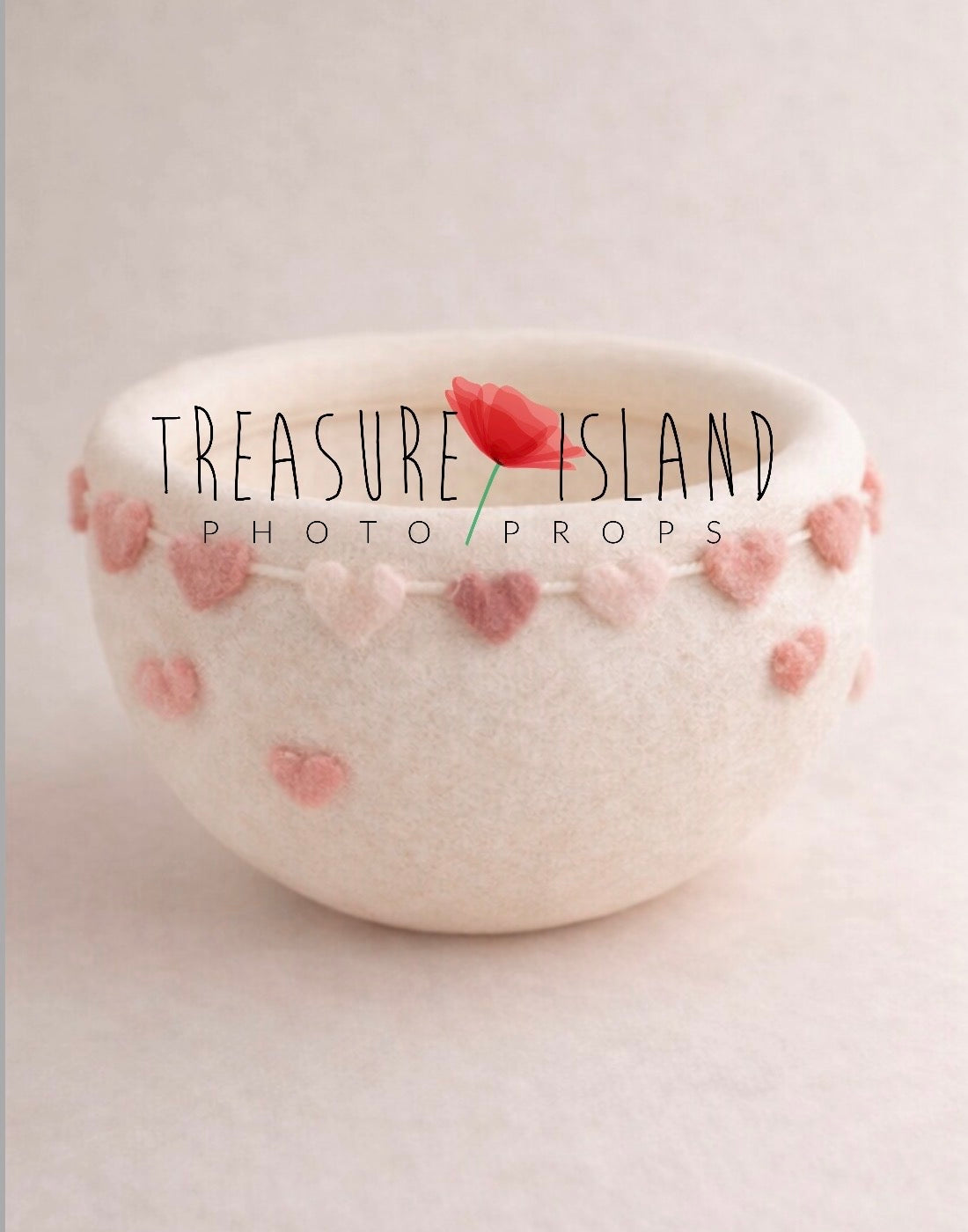 Romantic Valentine Bowl Set – Handcrafted Newborn Photography Props (Ivory Edition)