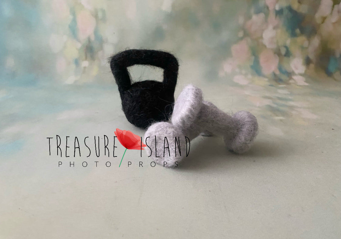 Felted STRONGMAN Set 🏋️ kettlebell✨dumbbell✨Neddle STRONGMAN Set (*acc)