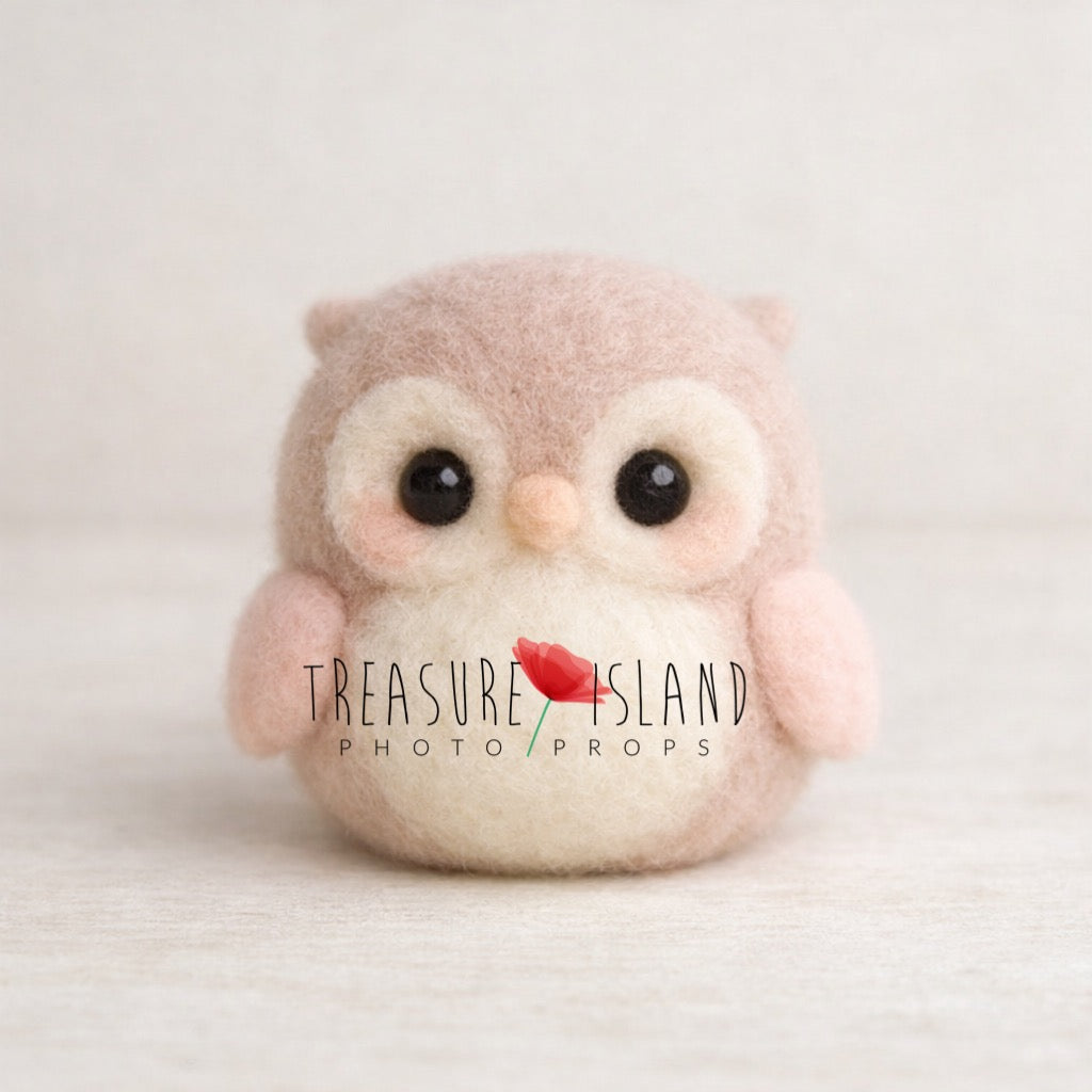 Pastel Whisper Owl – Hand-Felted Newborn Photography Prop