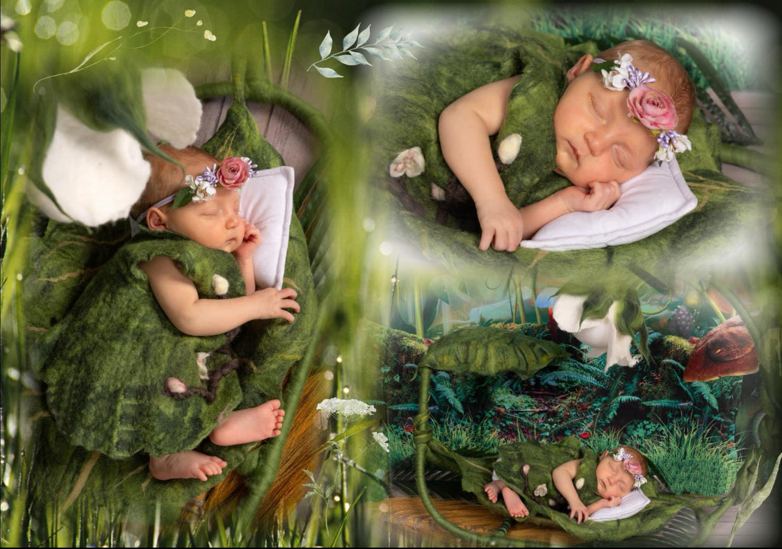 Forest Blossom – Handmade Felted Newborn Dress