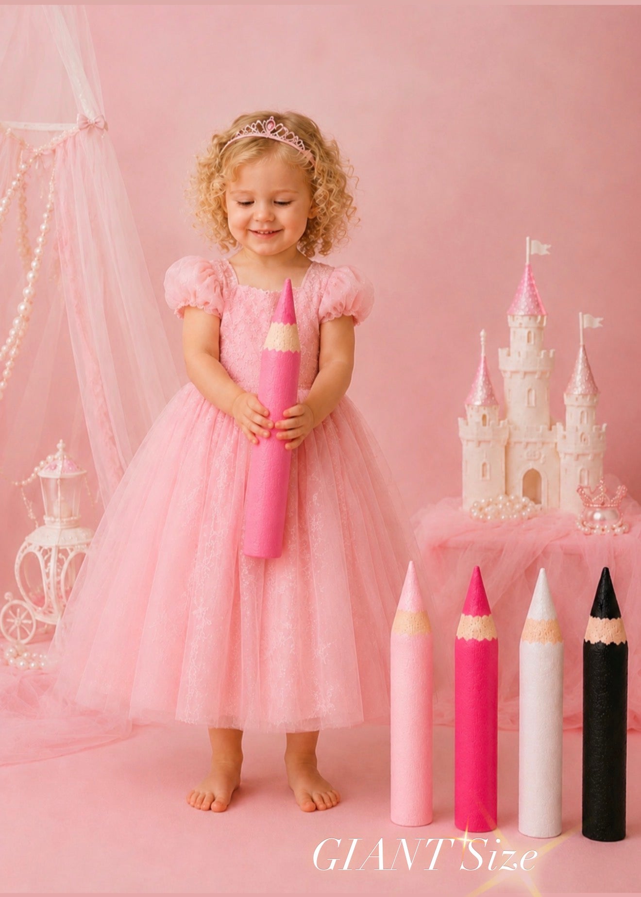 Pretty Pink Collection Luxury Styrofoam Colored Pencils Set | Fine Art Photography Props - 3 sizes