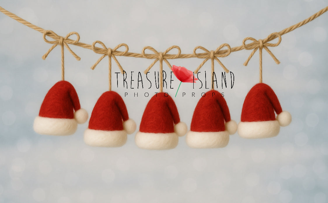 🎅 Felted Santa Hat Garland | Handmade Christmas Garland
