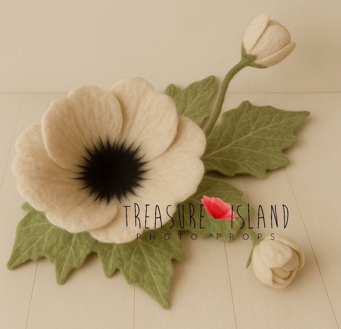 Felted Anemone Flower Prop – Newborn Photography Set - UNIQUE PROPS