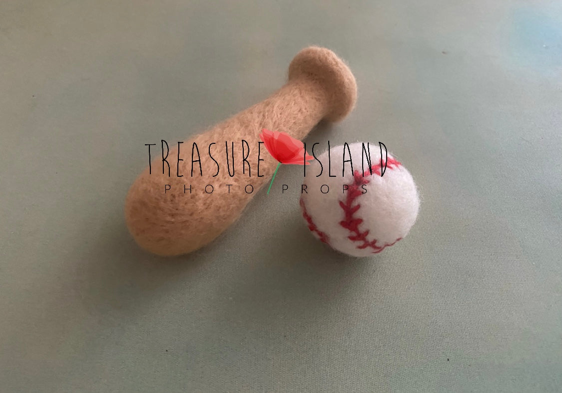 Felted BASEBALL SET✨Baseball bat✨Baseball ball✨Newborn (*acc)