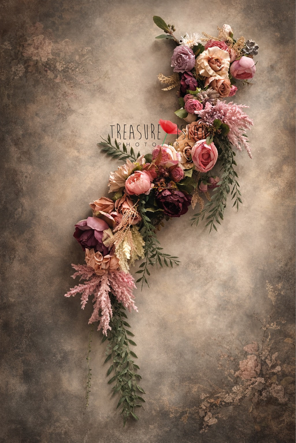 Staubige mauvefarbene Boho-Blumengirlande – 70 cm oder 110 cm Fine-Art – Treasure Island Photo Props