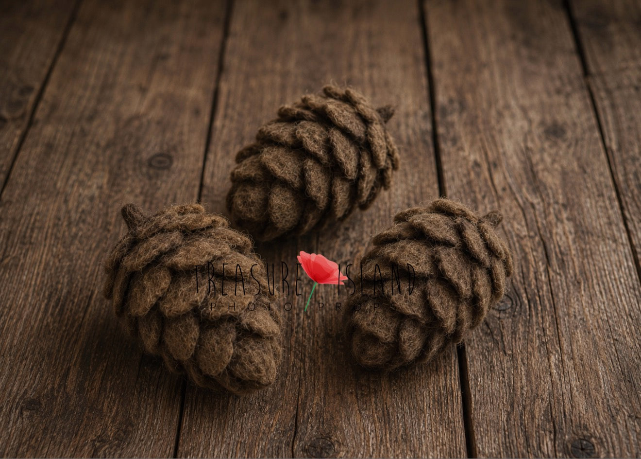 Pine Cone Bonnet & Felted Pine Cones Set Handmade Woodland Photography Props
