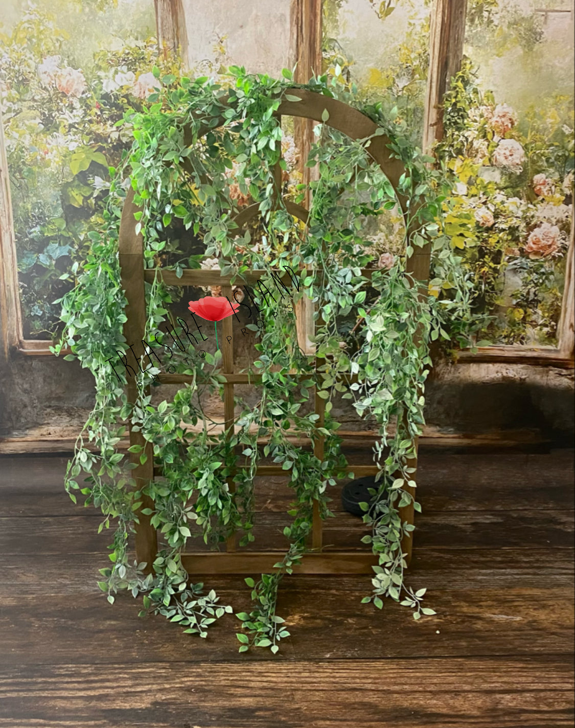 Botanische Girlande mit Grünpflanzen-Überhang – Requisite für Cake-Sma – Treasure Island Photo Props