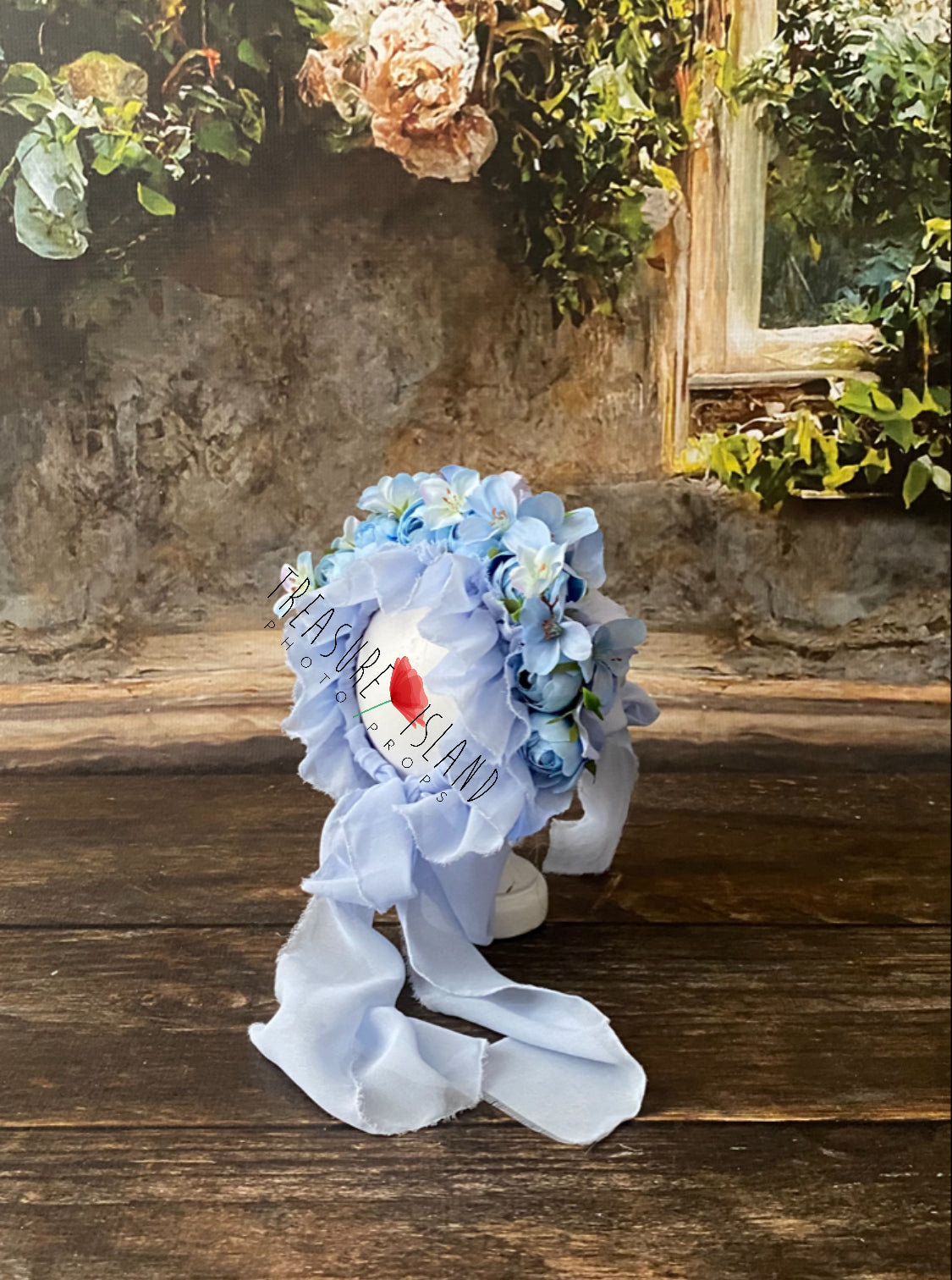 Limited edition FLOWER BONNET FLORAL BONNET blue sky colour