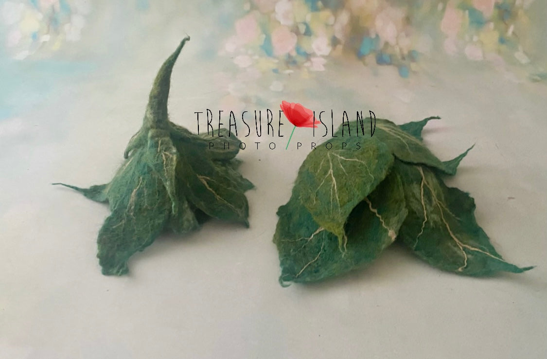Felted Leaves SET - Felted Leaf Hat & Diaper Cover _ Felted Flower Hat & Diaper Cover