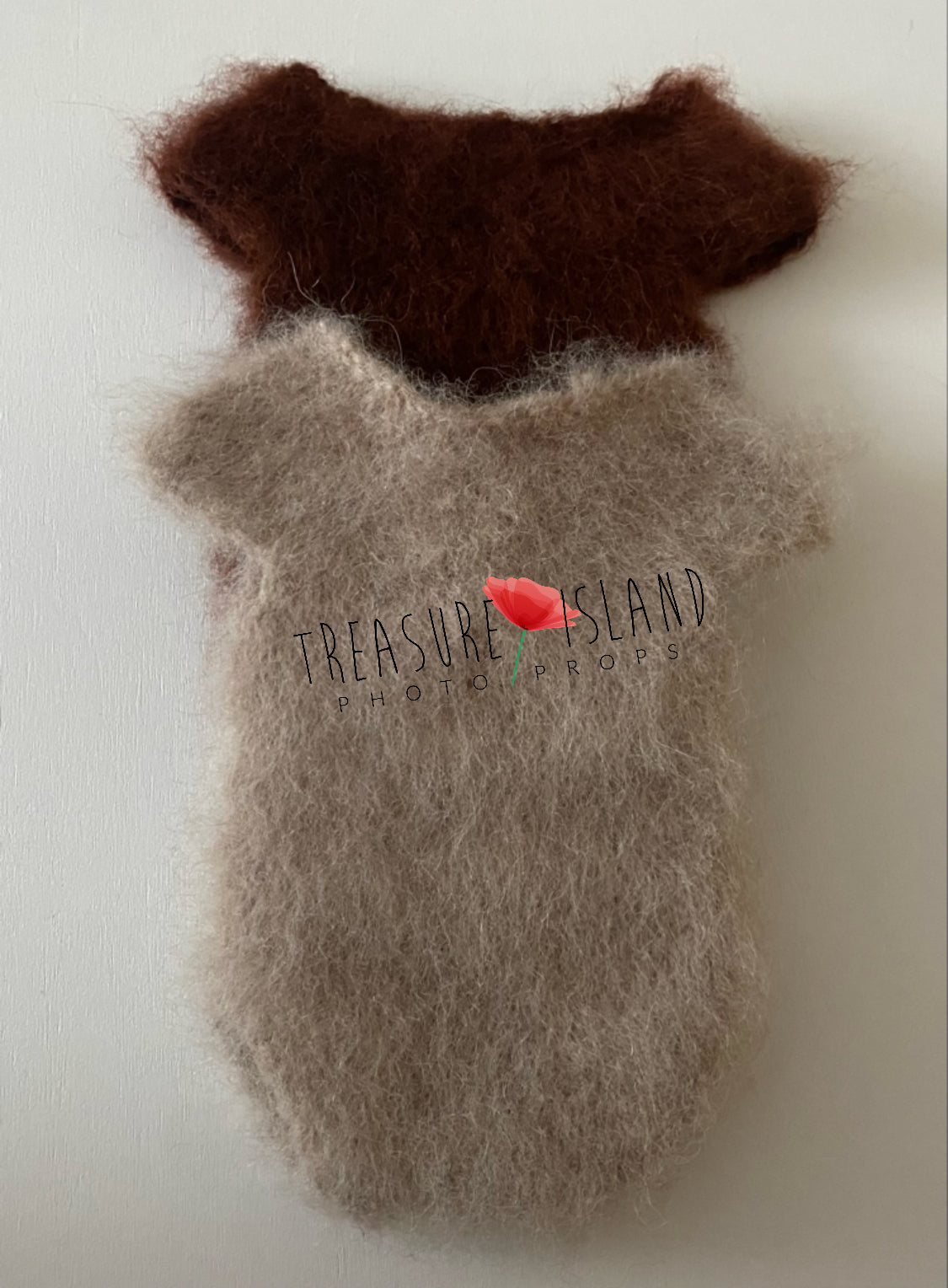 Chestnuts & Beige fluffy short-sleeve knitted body for newborn and sitter photography