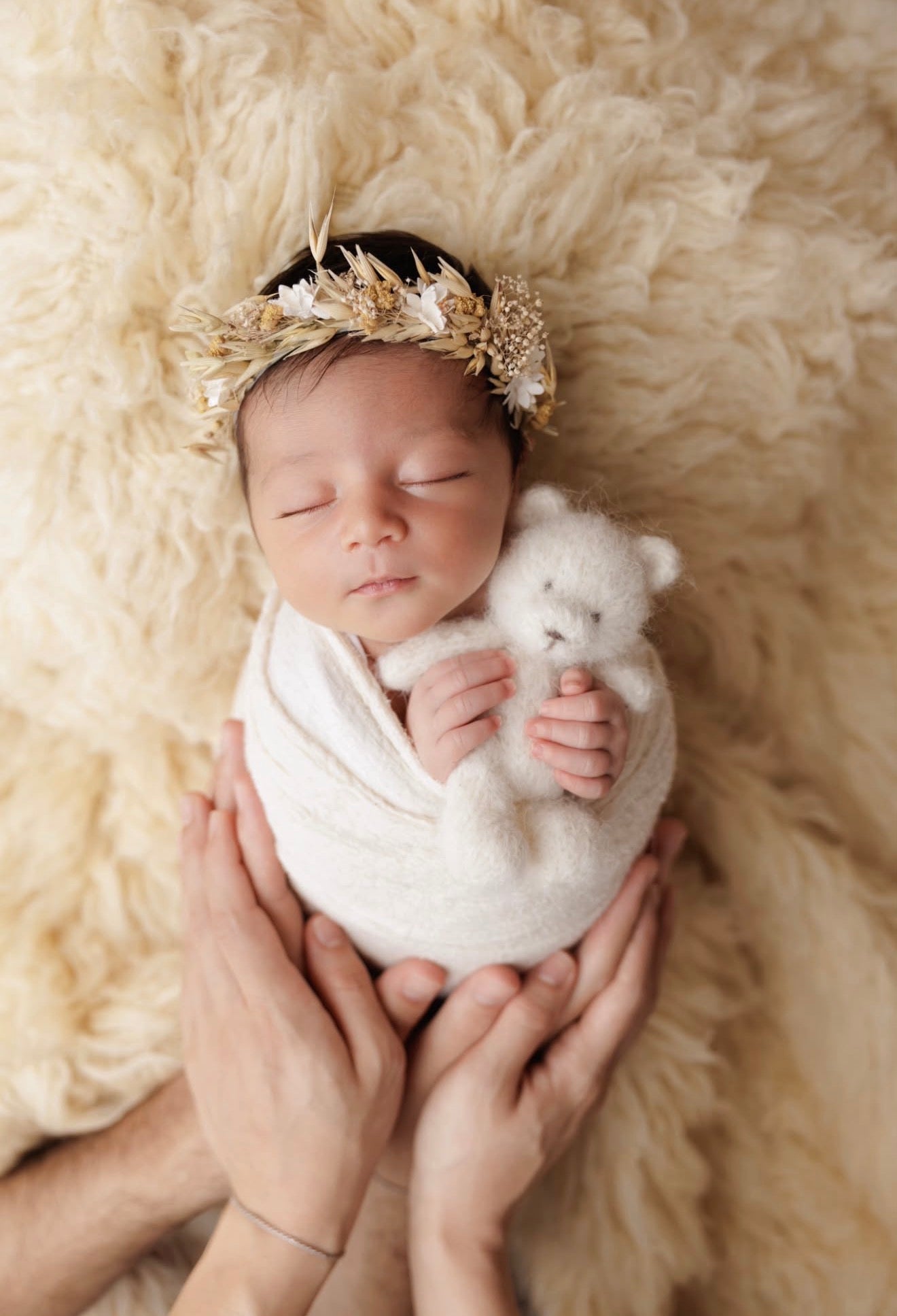 Little Teddy and BUNNY Dreams | SIGNATURE COLLECTION - Luxury Handmade Newborn Photography Set - KNITTED Bear - Knitted Bunny