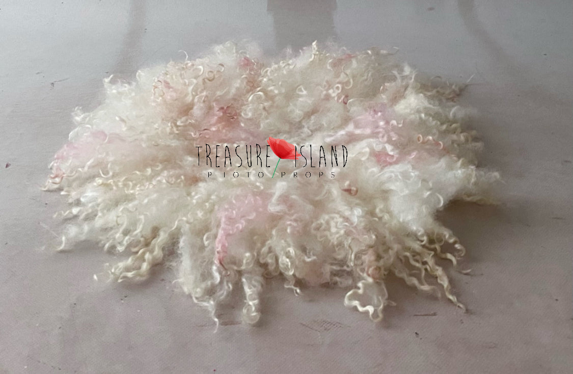 CURLY blanket natural white with pink✨6 sizes✨