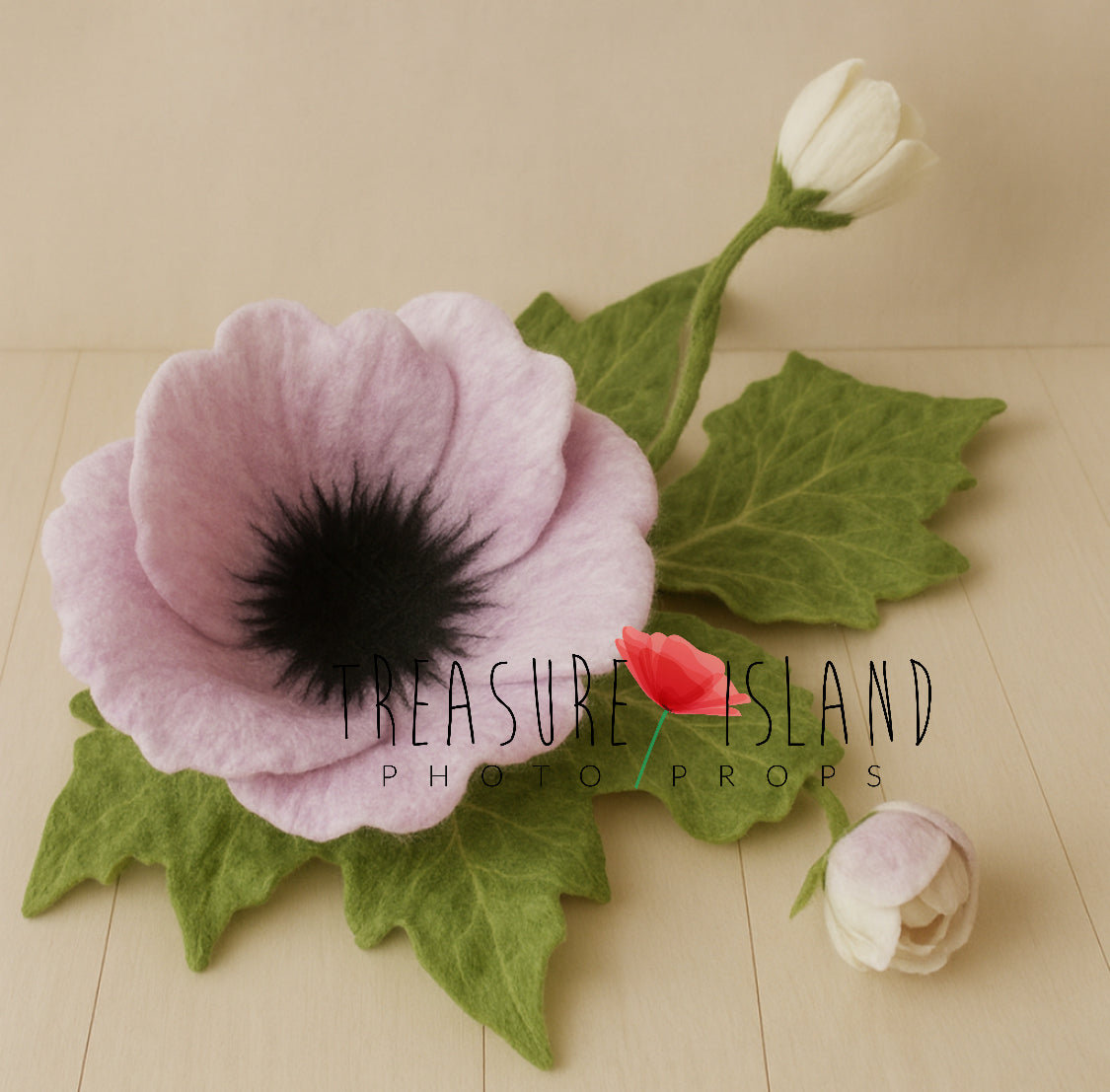 Felted Anemone Flower Prop – Newborn Photography Set - UNIQUE PROPS