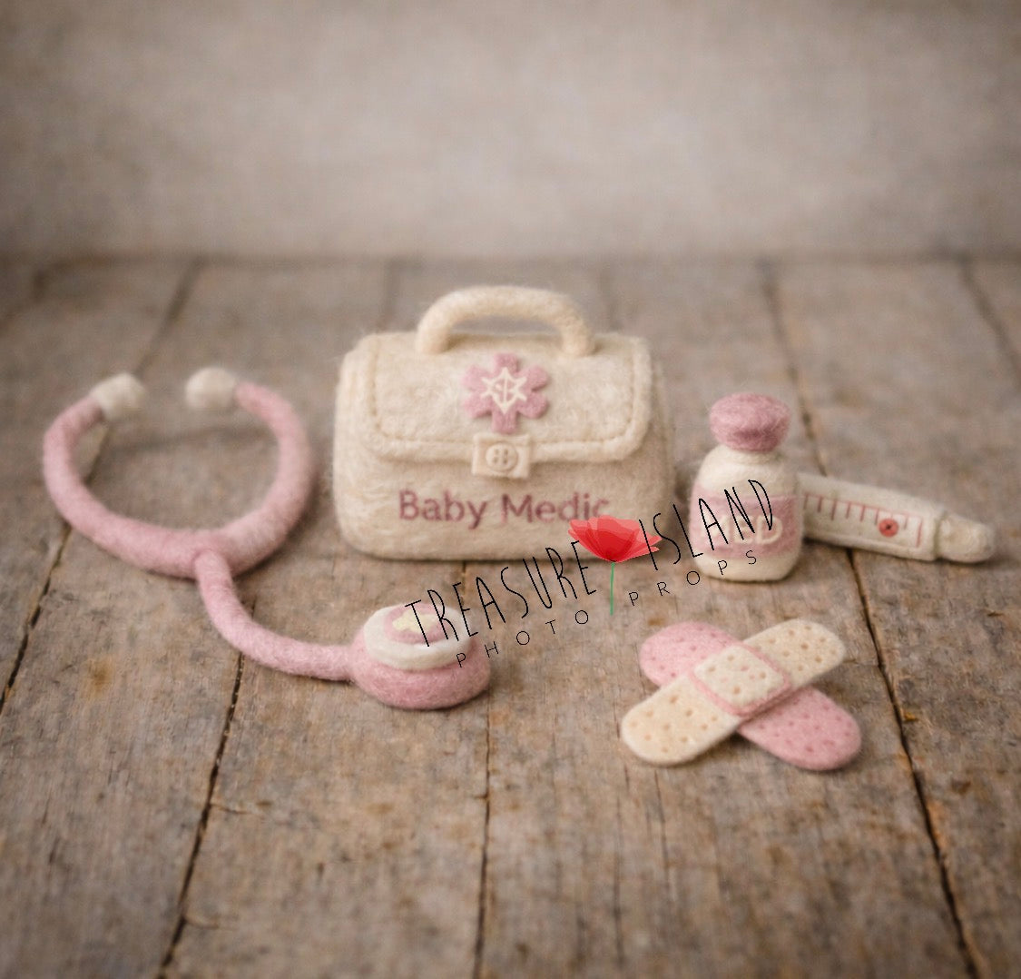 Luxury Little Doctor Set – Sweet Care (Girl Version) | Handmade Newborn Photography Props