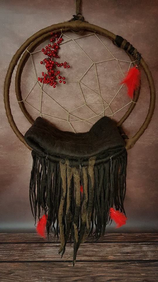 AUTMN DREAM CATCHER - felted dreadlocks - NB Photo Props
