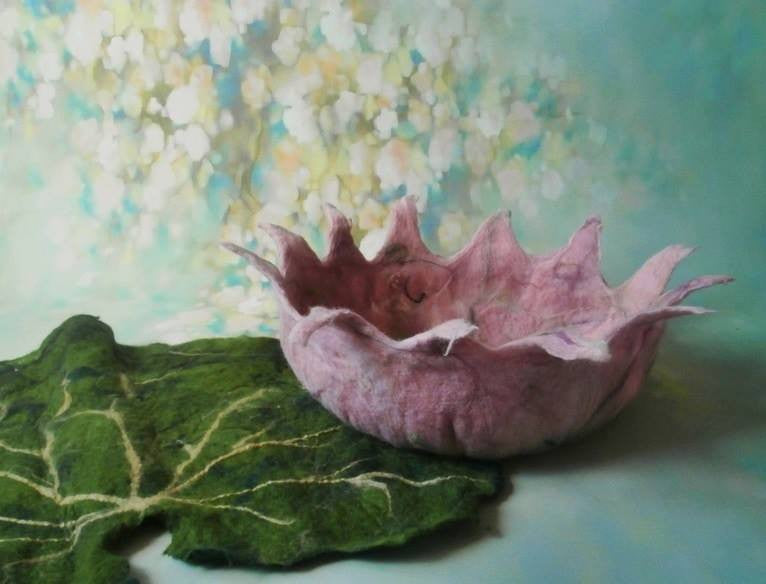 フェルトフラワーボウル ダーティーピンク