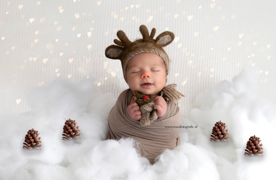 Felted Rudolf Reindeer Set – hand-knitted bonnet & toy prop
