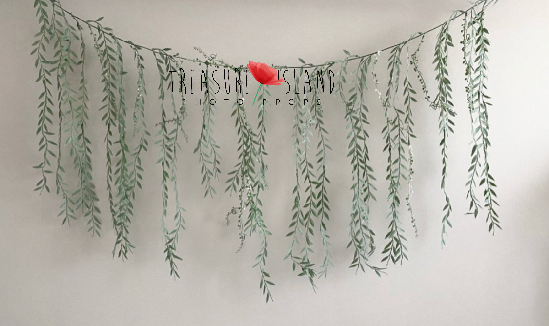 BOHO GARLAND LEAVES OVERHANG BOHO green 150 cm or 180 cm model 1