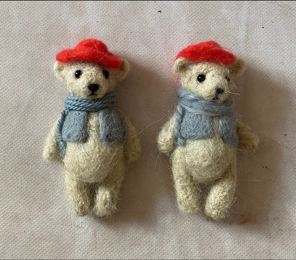 Felted Paddington Bear SET – Baby Photo Prop with Hat | Handcrafted Merino Wool Toy