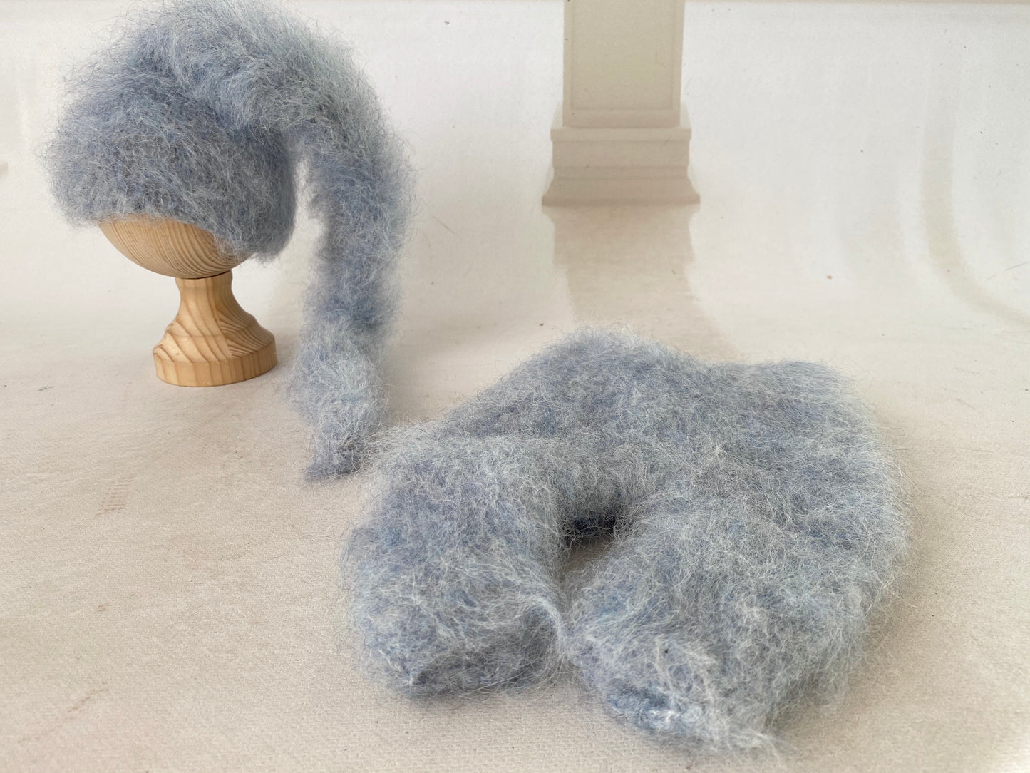 Extra Fluffy Knitted Set – Long Pixie Hat & Pants – NB Size