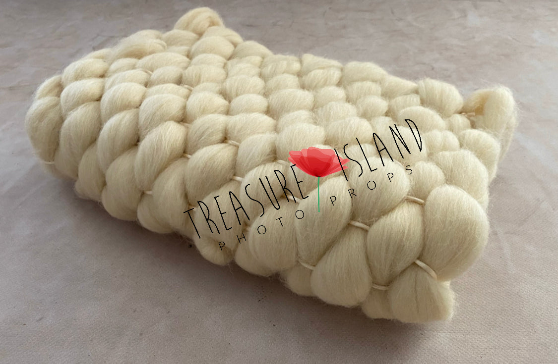 Flauschige Marshmallow-Decke _ Wollgewebe KLASSISCHE GEWEBTE DECKE - Marshmallow