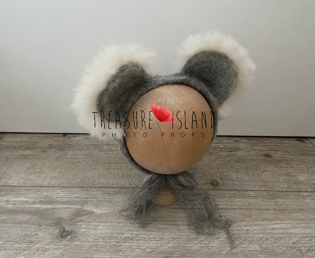 Felted Koala Bear Ears Headband – NB & Sitter - Photo Props