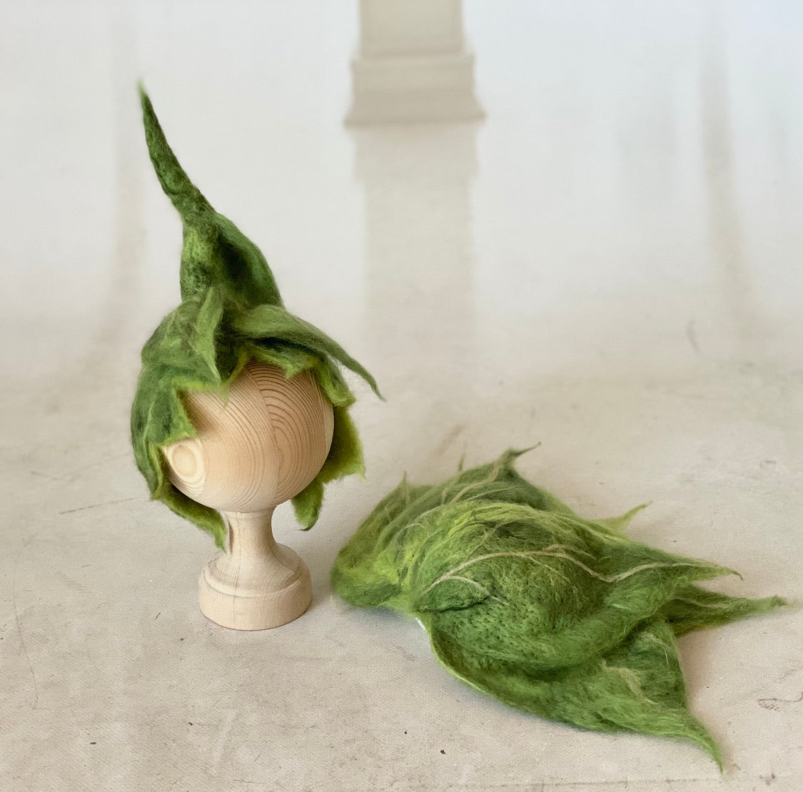 Felted Leaves SET - Felted Leaf Hat & Diaper Cover _ Felted Flower Hat & Diaper Cover