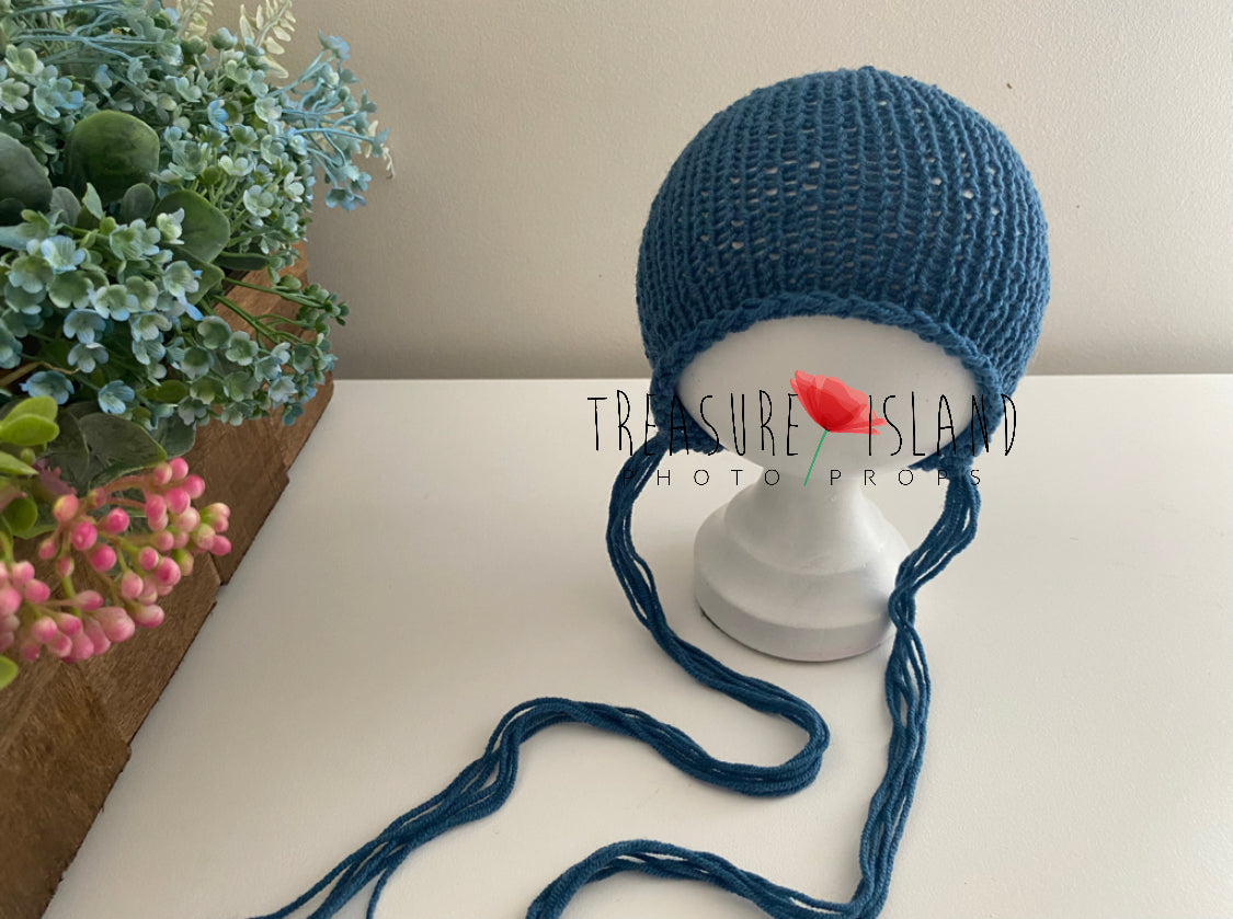 Classic Knitted Merino Wool Bonnet - Handmade Newborn Photography Bonnet