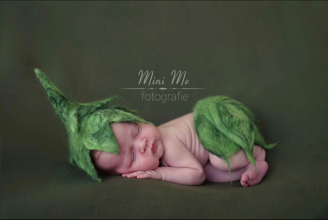 Felted Leaves SET - Felted Leaf Hat & Diaper Cover _ Felted Flower Hat & Diaper Cover