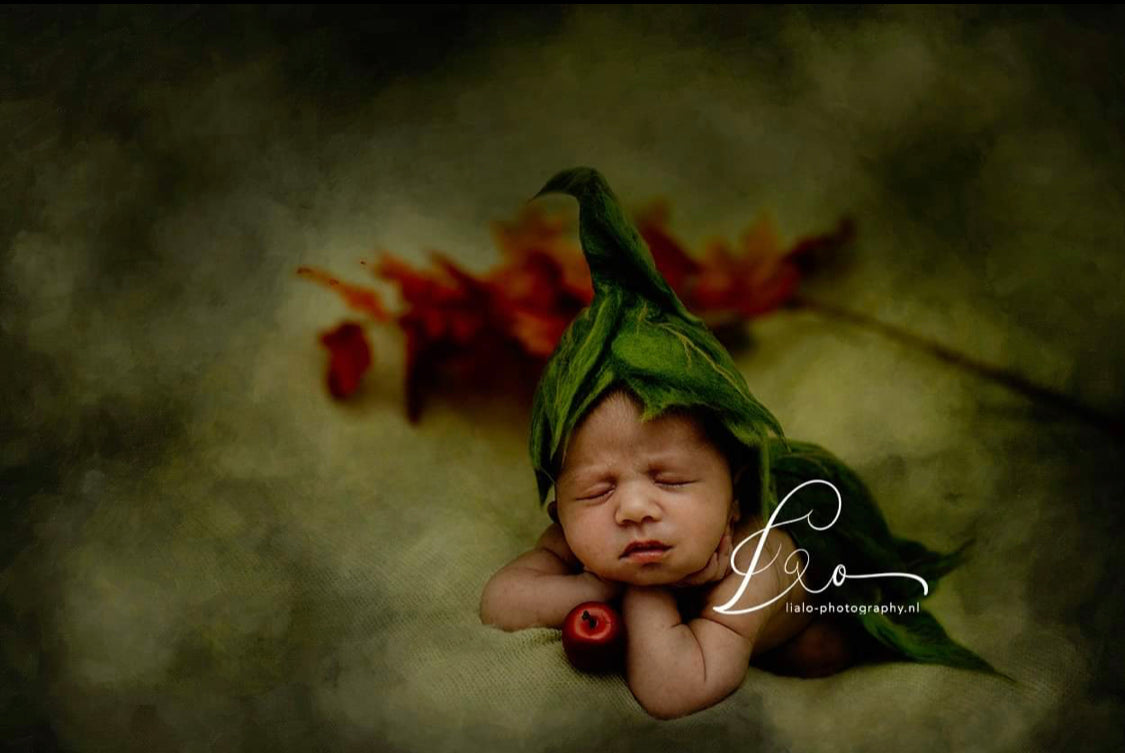 Felted Leaves SET - Felted Leaf Hat & Diaper Cover _ Felted Flower Hat & Diaper Cover