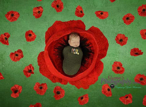 フェルトのポピーフラワーボウル✨ポピーハット✨ポピーの葉