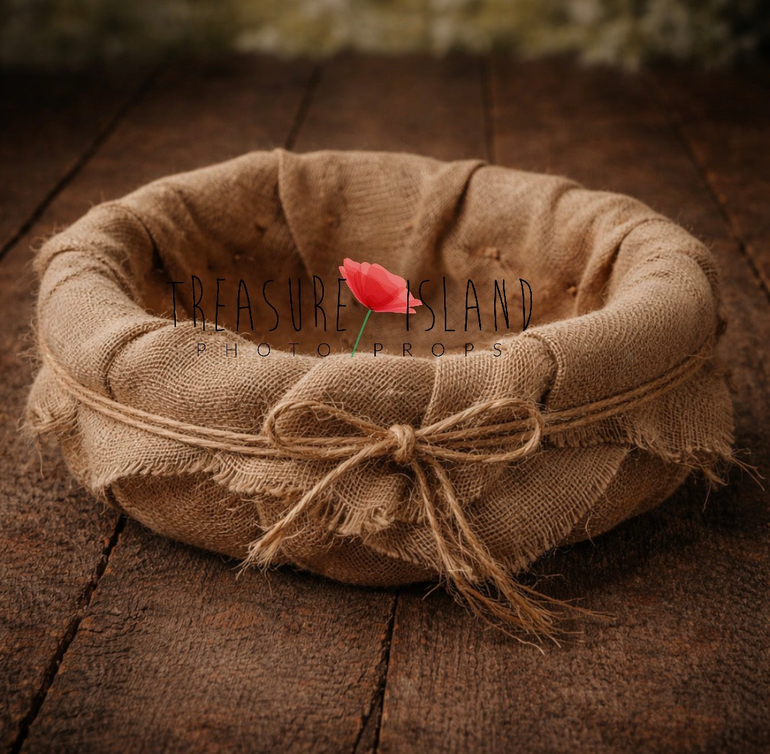 Natural Linen & Jute Bowl – Handmade Newborn & Sitter Photography Prop