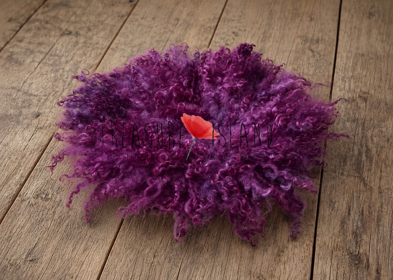 DEEP PLUM  | Hand Felted Natural Sheep Curls Photography Prop