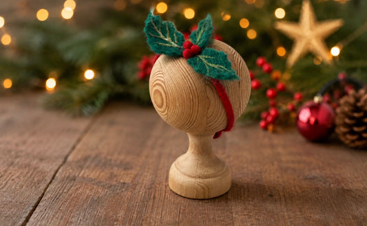 Christmas Holly - Hand Felted Headband Newborn & Sitter Photography Prop