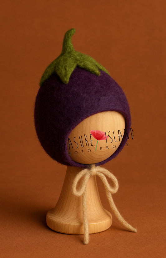 Eggplant  Bonnet Set - Bonnet & Romper - photo props