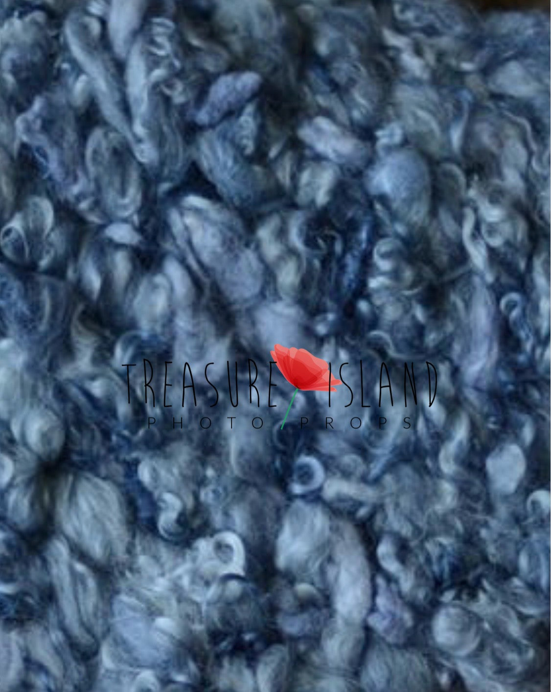 Curly Woven Blankets – Natural Wool & Sheep Locks Photography Props Denim color