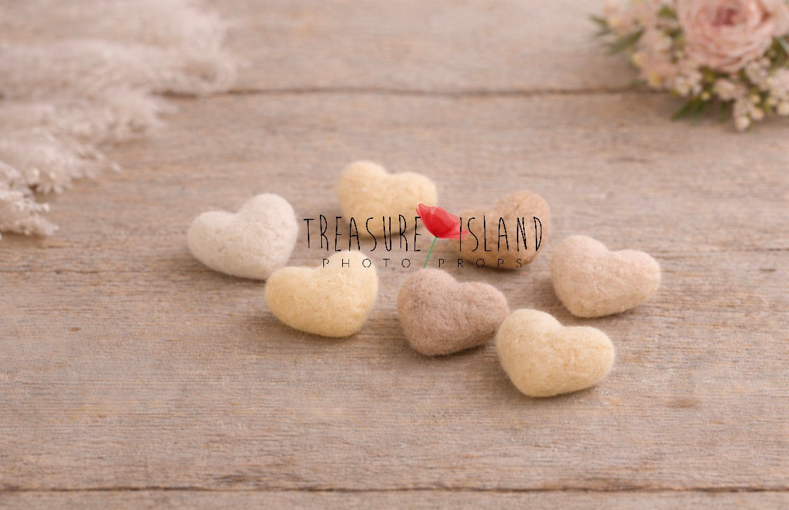 Pastel Felted Heart Set – Handmade Photography Props