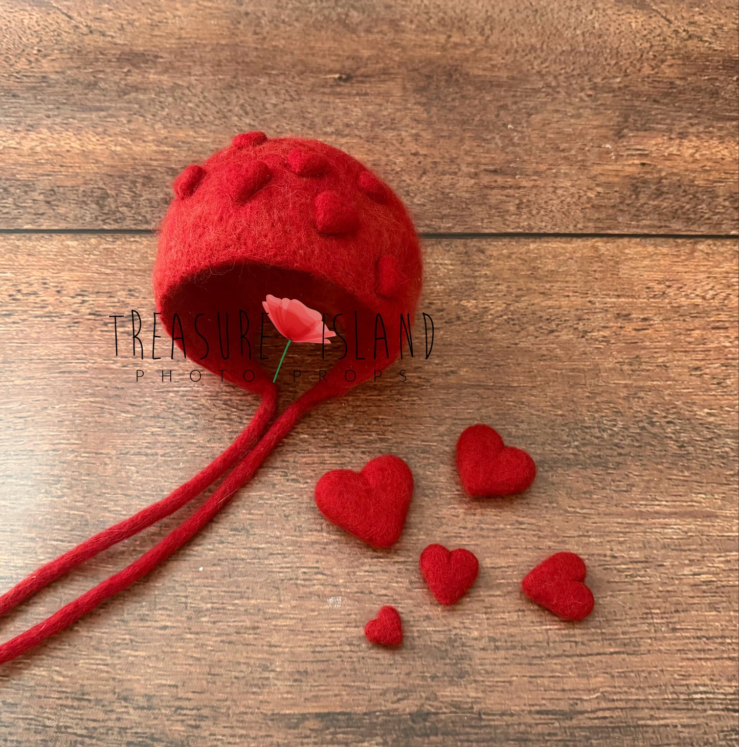 Valentine Felted Bonnet & Dress Set – Handmade Newborn Photography Props