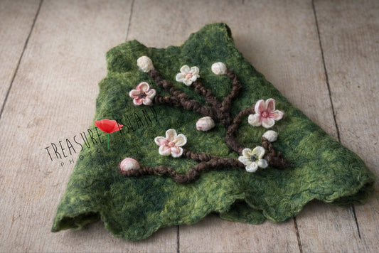 Forest Blossom – Handmade Felted Newborn Dress