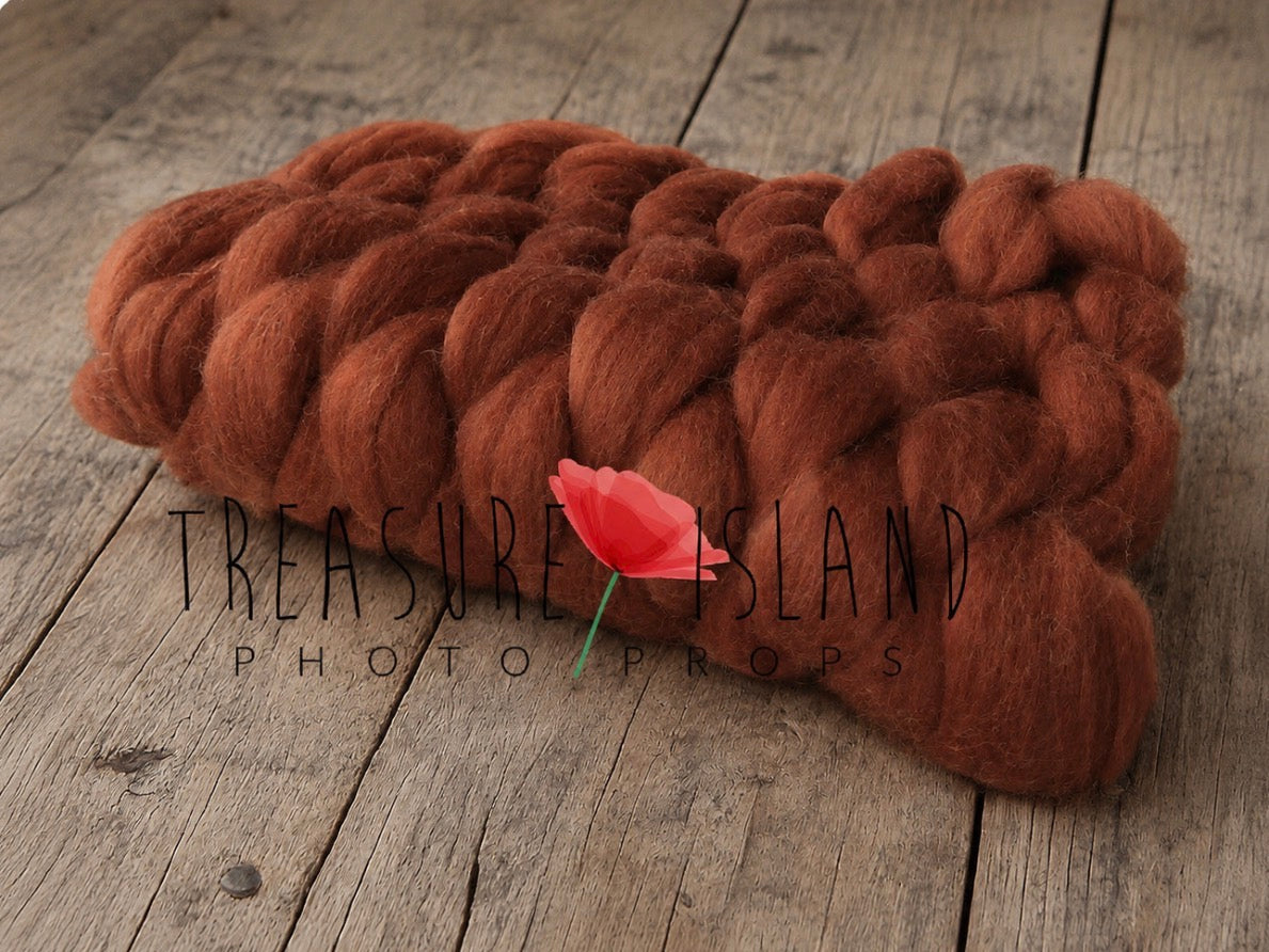  Fluffy Marshmallow Blanket in Rust shade for Newborn Photography.