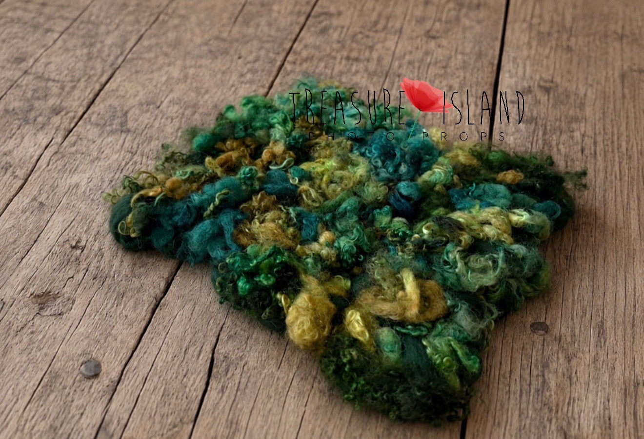 Forest Curly Woven Wool Blanket with Sheep Locks for Newborn Photography.