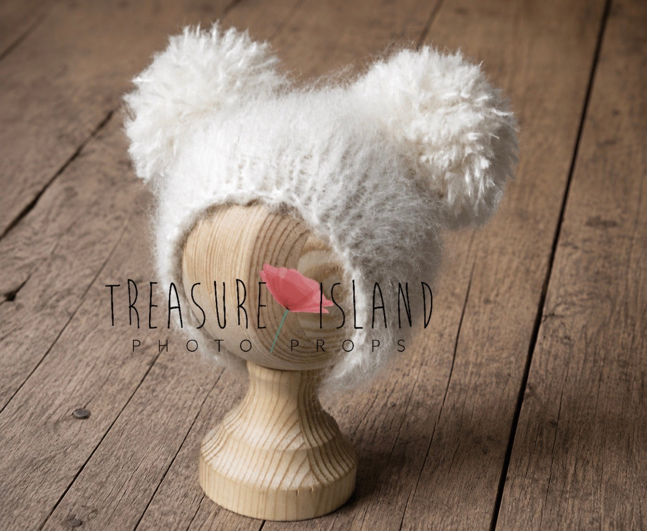 Fluffy Double Pom Pom Hat | Body | Romper - Knitted Baby Photography Prop - Newborn to 12 Months